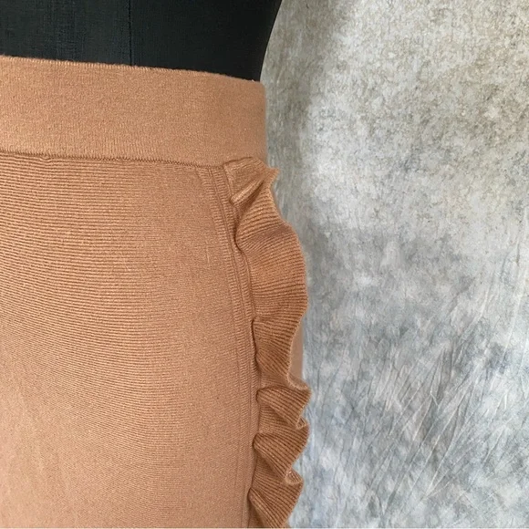 SOLD  Tea n Rose Tan Pencil Skirt with Ruffle - Picture 5 of 7